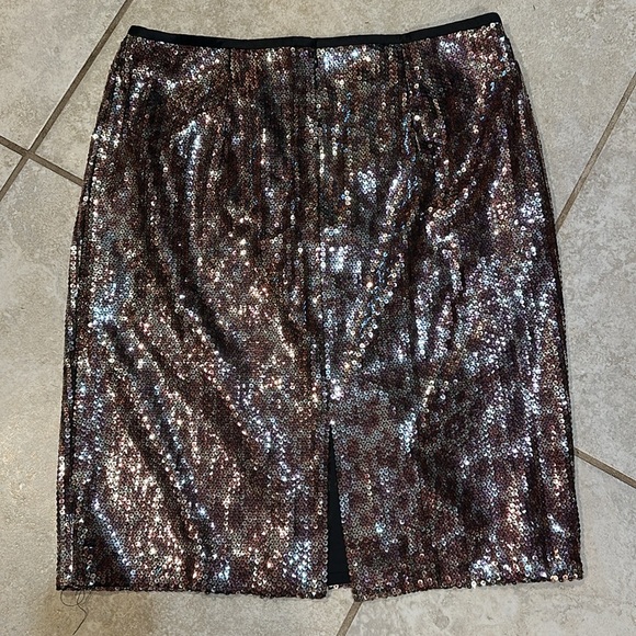 Y2K Nanette Lepore Leopard Sequin Pencil Skirt 8 Above The Knee - Picture 6 of 7